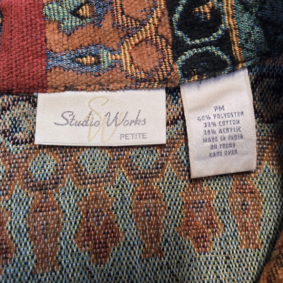 Studio Works Multicolor Patterned Button-Up Jacket - Blue, Rust, Black - Picture 3 of 7